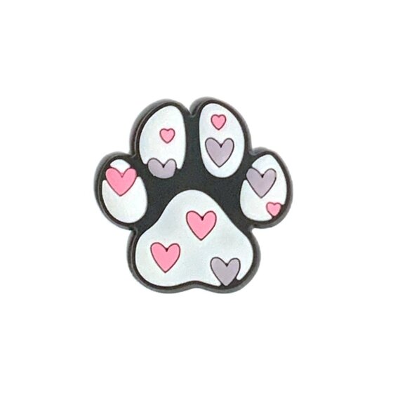 Dog Paw Print Hearts Pink Lilac White Croc Shoe Charm Jibbitz - Picture 1 of 3